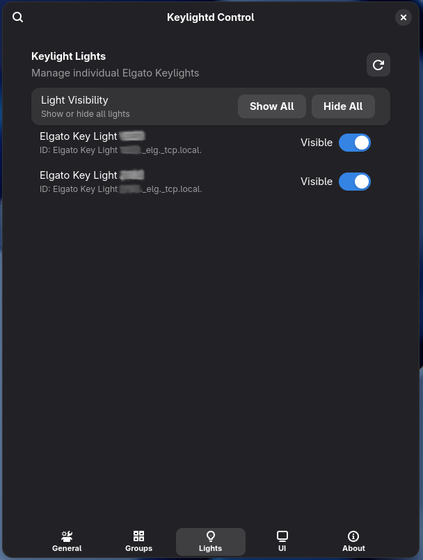 Individual lights control interface