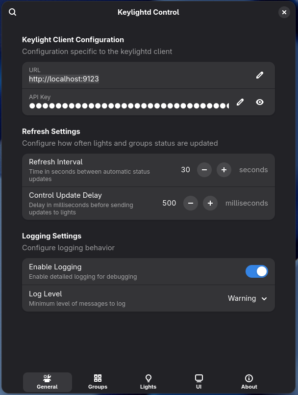 General extension settings